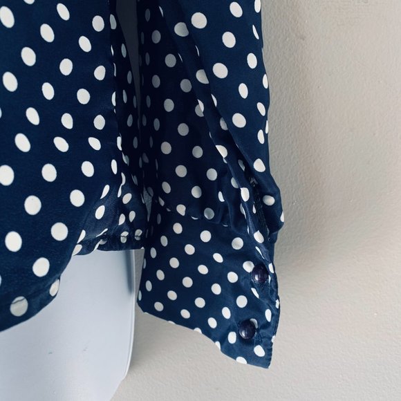 AMAZING LACE  navy polka dots blouse size S - Picture 5 of 9